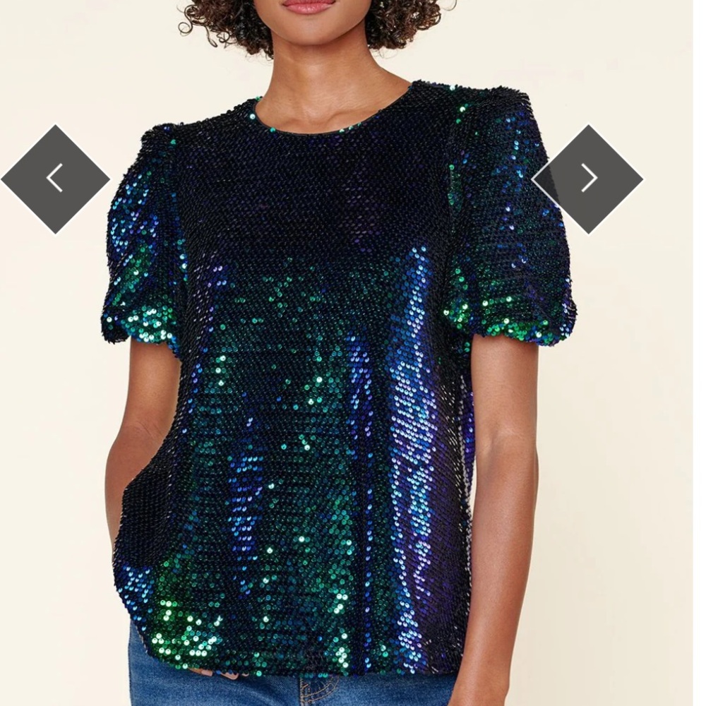Sugarlips Alana sequin bubble sleeve top NWT